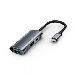 Estación de acoplamiento multipuertos USB2.0 Hub 3 en 1 tipo C con DisplayPort PD 4K 60W