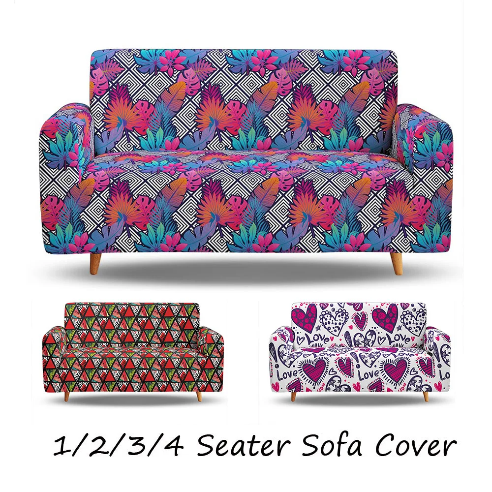 

Red Heart Flower Colorful 3D Print Elastic Sofa Cover For Living Room L Shape Sofa Cover One Two Three Four Seater All-inclusive