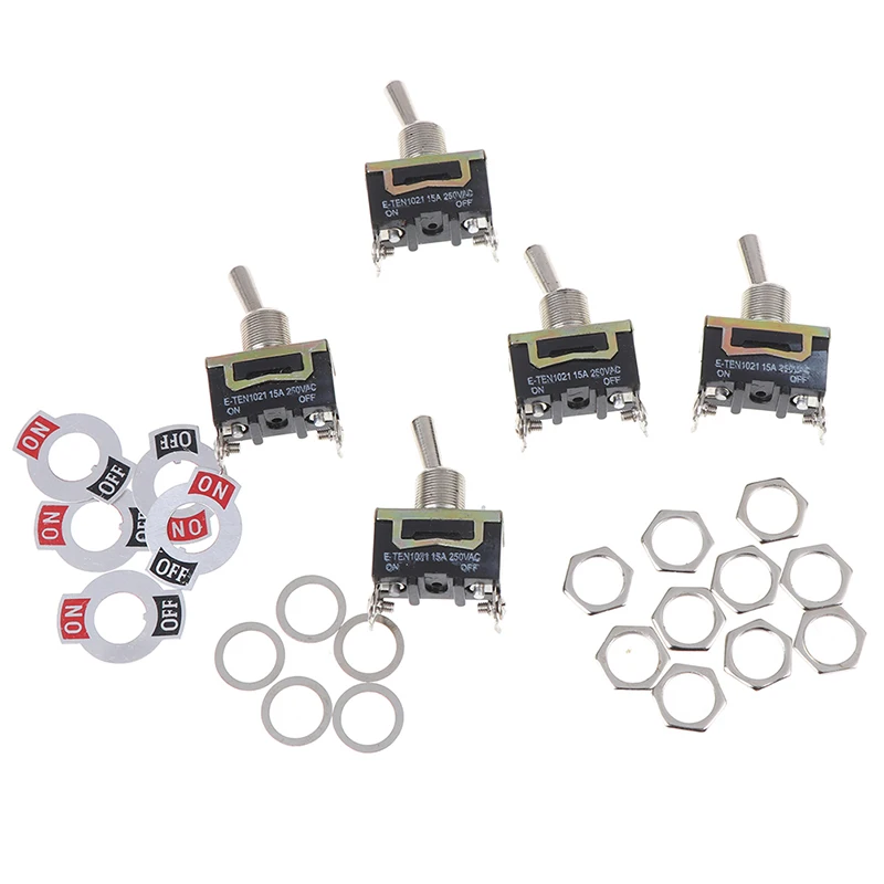 5 шт. 15A 250V SPST 2Pin Сверхмощный автомобиль Лодка вкл/выкл тумблер