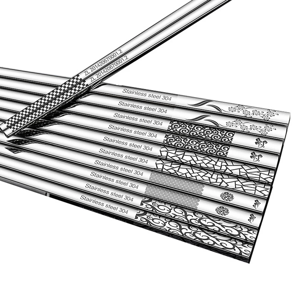 

High Quality Korean Stainless Steel Chopsticks Pattern for Gift Anti-scalding Anti-skid