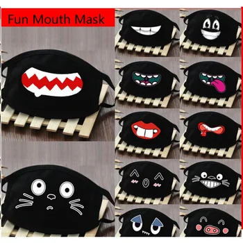 

Hot Sale Multi Style Cute Cartoon Face Mask Funny Teeth Pattern Unisex Anti Dust Winter Warm Black Mouth Mask