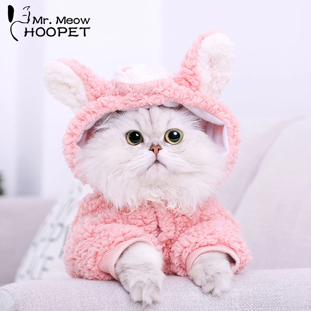 Pet Cat Clothes Autumn Winter Warm Cat Dog Soft Bunny Plush Jacket