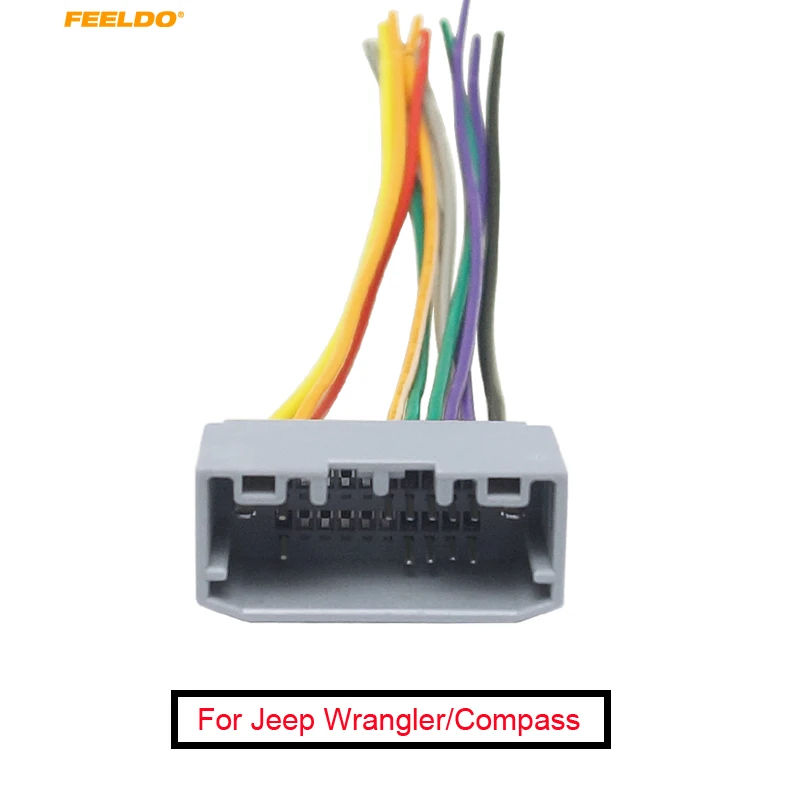 FEELDO 1PC Car Stereo Wiring Harness Adapter Female Plug For Jeep