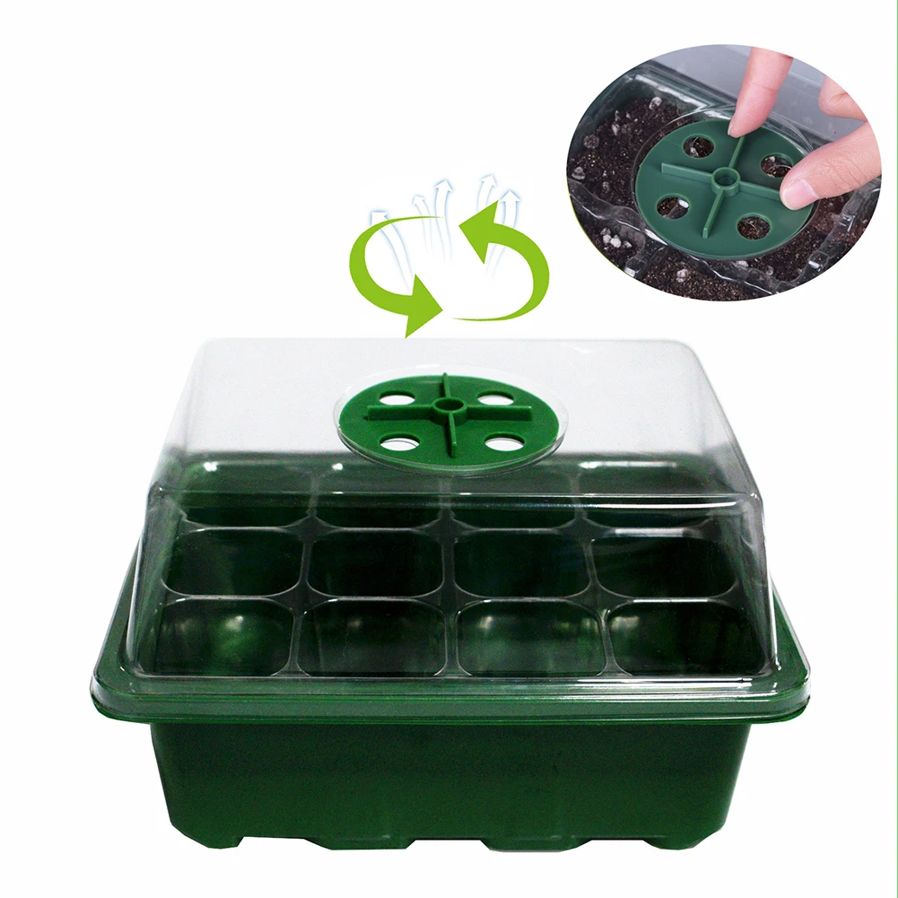 10pcs Seed Starter Tray Kit Garden Nursery Seedling Plant Germination Box Seedling Tray Humidity Adjustable Switch Garden Tools