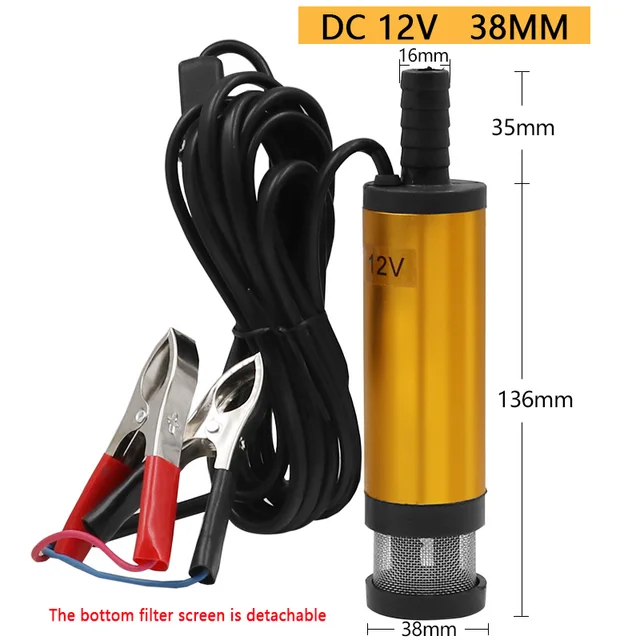 12V DC Diesel Fuel Water Oil Car Camping Fishing Submersible Transfer Pump 12V 38mm network