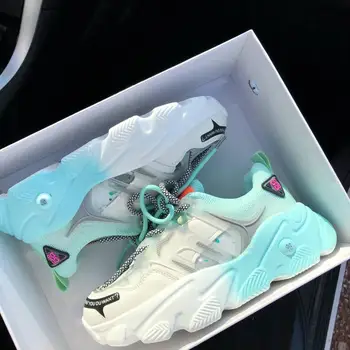 

Colorful Sneakers Women 2020 New Chunky Sneakers Vulcanize Shoes Womens Rainbow Platform Ladies Trainers Female Casual Krassovki