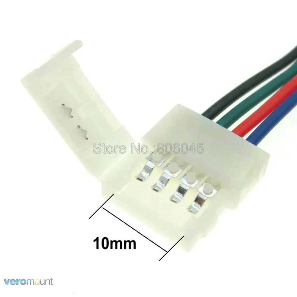 4Pin Solderless RGB Соединительный кабель для светодиодной 1-Way полосы для управления 2-Way полосы для прокладки разъем для 10 мм 5050 SMD полоски RGB