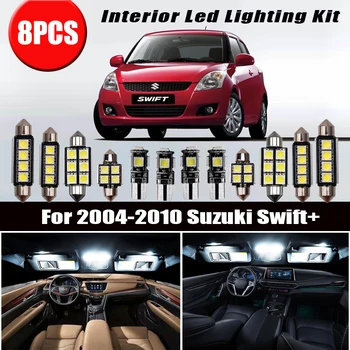 

8 Bulbs Super White Car Interior LED Light Kit For 2004-2007 2008 2009 2010 Suzuki Swift+ Dome Trunk Cargo License Plate Lamp