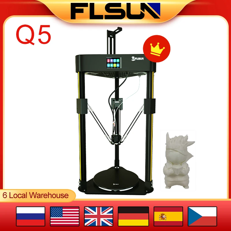 Flsun Q5 3D Printer DELTA Kossel Touch Screen TMC2208 Silent Driver Auto Leveling Resume Printing Easy Assembly 32Bit Main Board