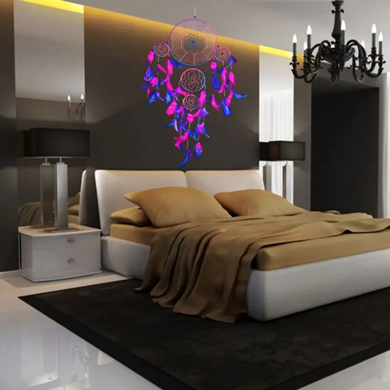 Spider Web Rings Dream Net Home Crafts Wall-board Feather Pendant Handmade Traditional H1 x