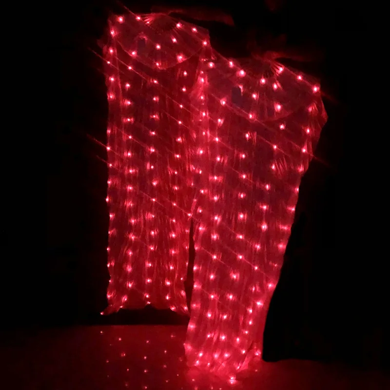 С батареей танец живота светодиодный вентилятор аксессуары светильник светодиодный шелковые вентиляторы Блестящий женский светодиодный светильник 1 пара танец живота вуаль реквизит для выступления - Цвет: 1 pair