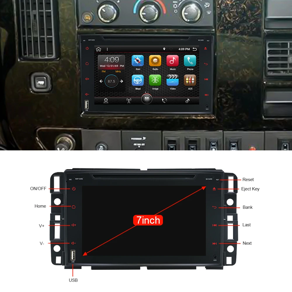 Eunavi 2 Din Android 10 Автомобильный DVD радио мультимедиа для Chevrolet/Silverado/Tahoe/Monte GMC