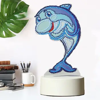 

DIY Full Drill Animal Dolphin Diamond Painting Light LED Night Light Rhinestone Embroidery Cross Stitch Diamond Lamp Home Decor