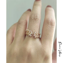 

Peri'sBox Sunken Babysbreath Textured Gold Rings Cluster CZ Stone Irregular Star Rings for Women French Wide Ring Adjustable