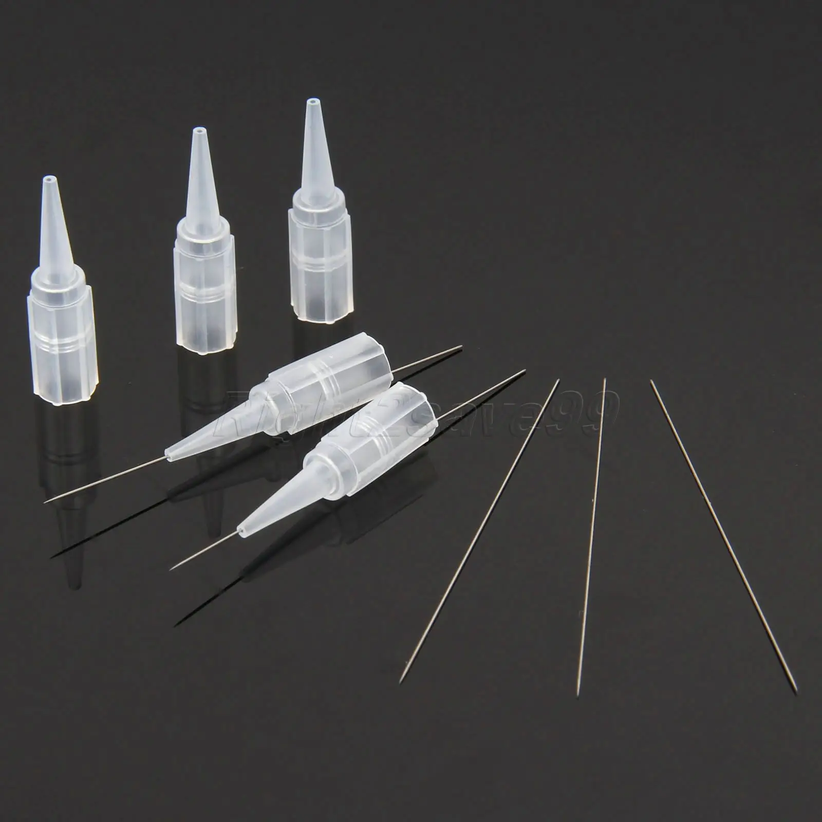 50sets 1R Tattoo needles(0.35mm) and 50pcs tips For Permanent Makeup Eyebrow needles Eyeliner pins round mouth caps Supply | Красота и
