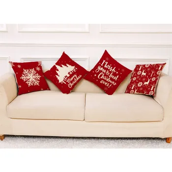 

Pillow Cover Christmas Print Pattern Sofa Car Cushion Cover Home Bedside Decoration Home Bedroom Sofa Comfortable Seat Cushion
