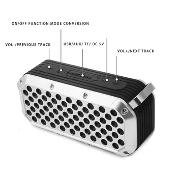

Bluetooth Speaker Office With Hook Party Stereo Audio Multifunction IPX6 Waterproof Clear Sound Car Travel Portable Home Bass