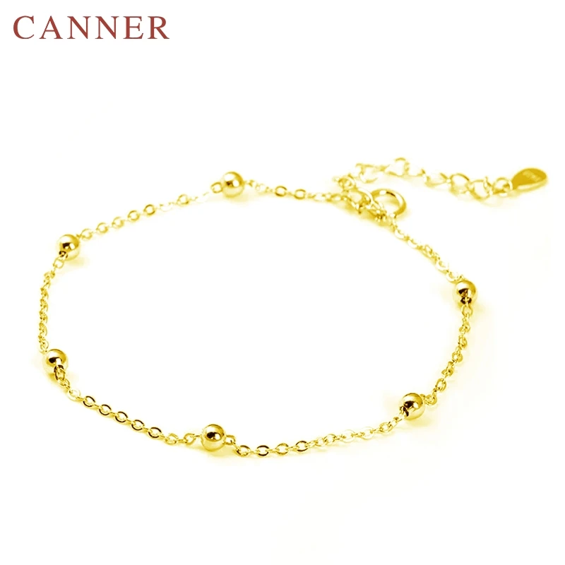 Женские браслеты с крестом золотого цвета, браслет-цепочка с бусинами, 925 пробы, Серебряное ювелирное изделие, очаровательный браслет, женские браслеты C40 - Metal Color: 3