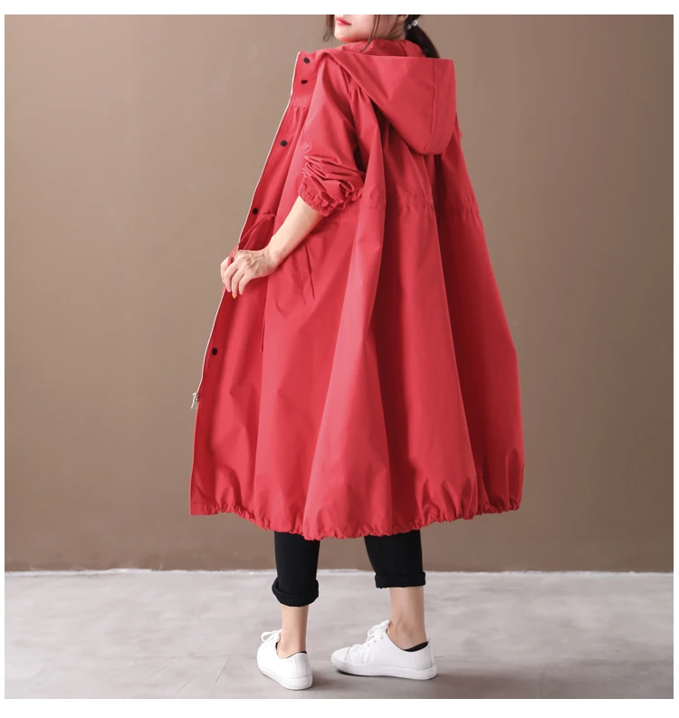 Qi Juan Draw/осенняя одежда г. стиль, корейский стиль, свободные и большие размеры, одноцветные, со складками, на завязках