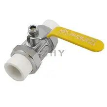Желтый пластиковый покрытый рычаг 25 мм до 25 мм равный PPR медный металлический шар клапан