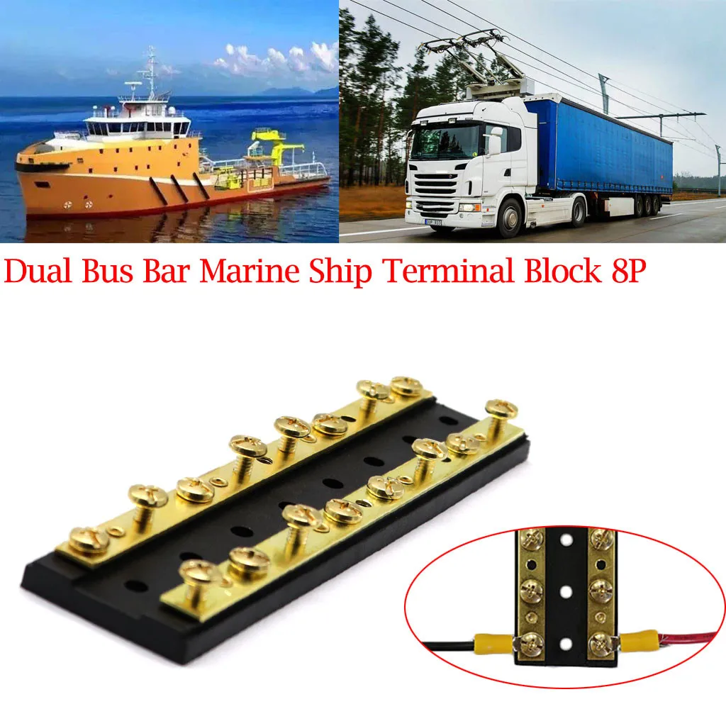 

Hot Multifuction 60A Car Dual Bus Bar Marine Ship Terminal Block Brass For RV/Truck/Car/Boat 8P Car Moto Devices