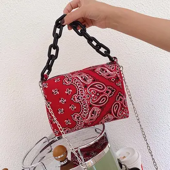 

Fashion Printing Designer Canvas Crossbody Bags For Women 2020 Thick Chain Lady Shoulder Handbags Female Travel Cross Body Bag
