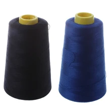 2 шт. прочная 3000 ярдов оверлочная швейная машина промышленная полиэфирная нить метровые конусы цветная полиэфирная швейная нить(темно-синий и Bl