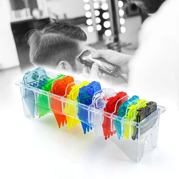 10 Pcs/Set Colorful Guide Comb Set Professional Barber Limit Combs Hairdressing Cutting Comb Replaceable Hair Clipper Limit Comb rimei abs band top comb tail comb set brown 2 pcs