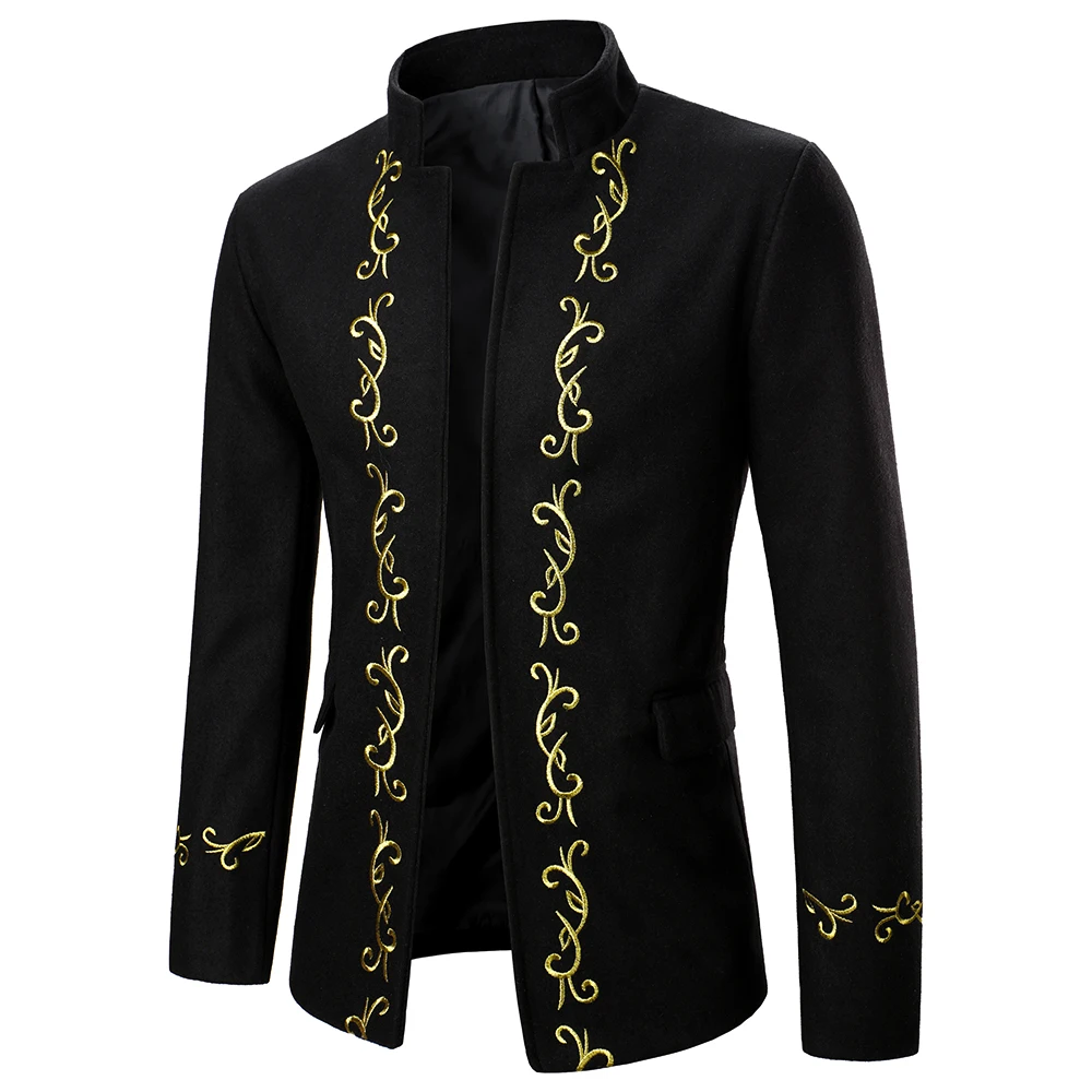 ジャケット・アウター Ethnic Embroided Design No Collar Jacket Ethnic Embroided Design No Collar Jacket