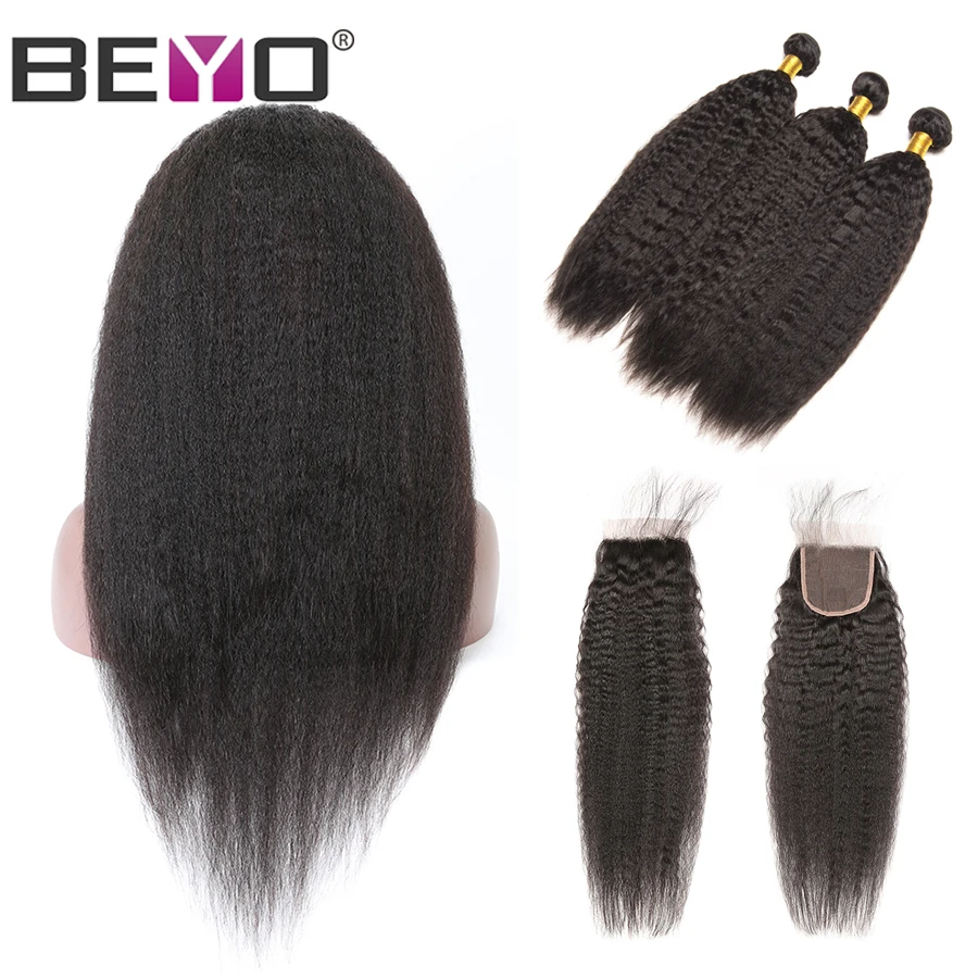 Кудрявый прямой парик 300% плотность бесплатно на заказ кружева парики бразильские волосы переплетения пучки с закрытием Beyo Remy 4X4 закрытие