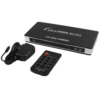 

Hd 4K 1080P Hdmi Matrix 4X2 Switch Splitter Edid Hifi Matrix with Ir Remote Control Audio 4Kx2K 30Hz Supports-Us Plug