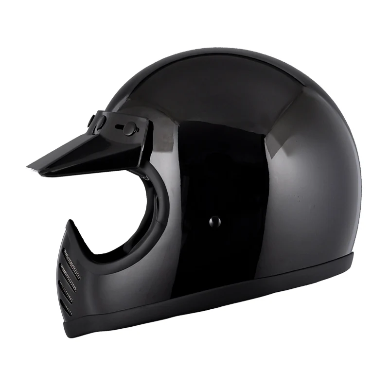 - TT CO MOTO3 Motorbike Vintage Full Face Helmet DOT  Approved Motorcycle Helmet Fiberglass Shell Solid And Safety Moto Helmets