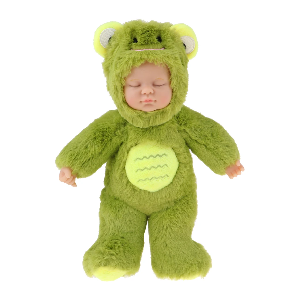 Lovely Simulation Newborn Sleeping Baby Infant Doll Lifelike Stuffed Animal Toys Plush Frog Baby Birthday New Year Gifts