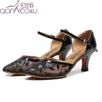 

Tango Practice Ballroom Standard White Latin Dance Shoes For Women Slip On Ladies Buty Latino Heels Pumps