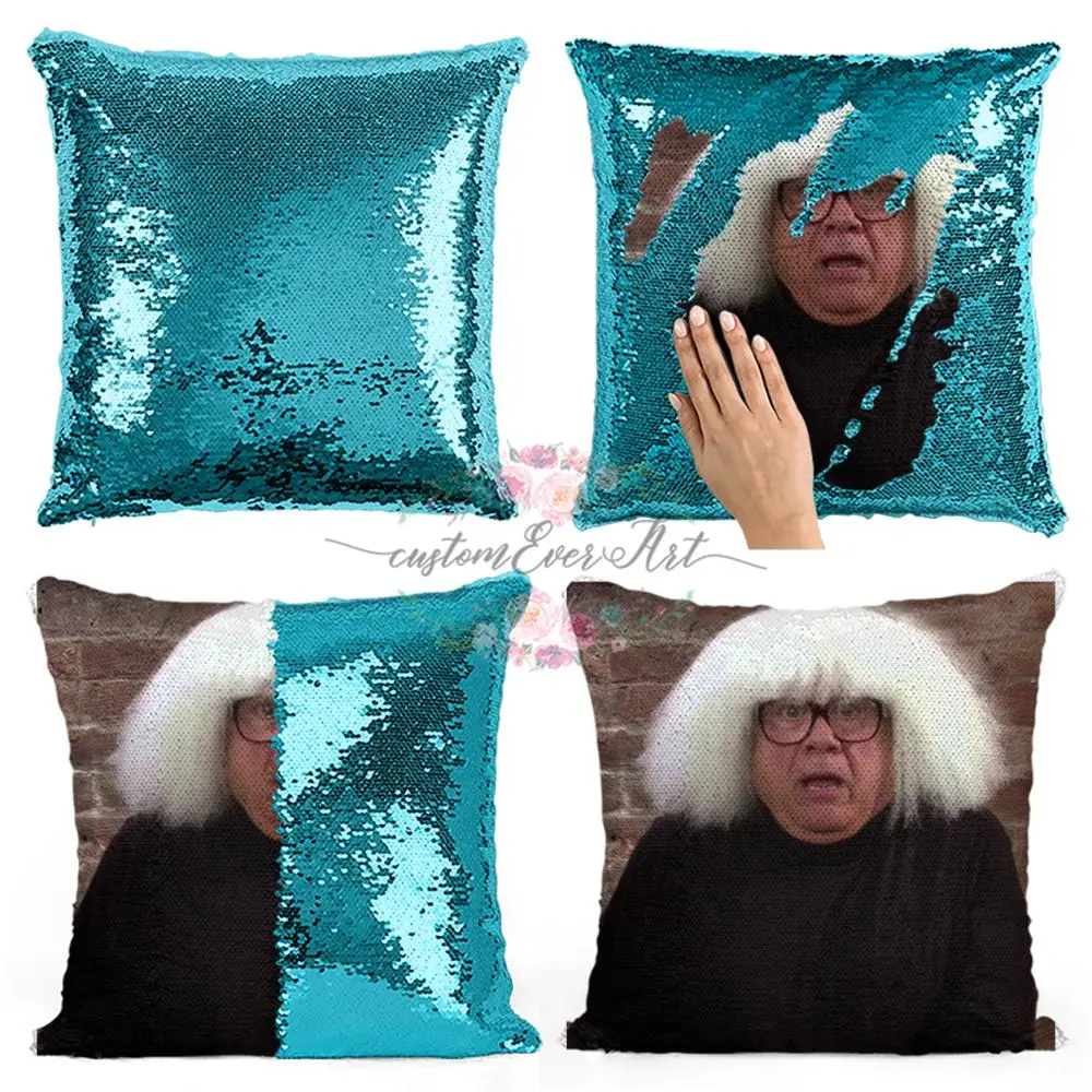 Danny Devito парик Подушка с блестками | наволочка с блестками | два подушка в виде елки | гипоаллергенный браслет, прекрасный подарок для девушки, | подарок для Него | подушка | Магическая подушка