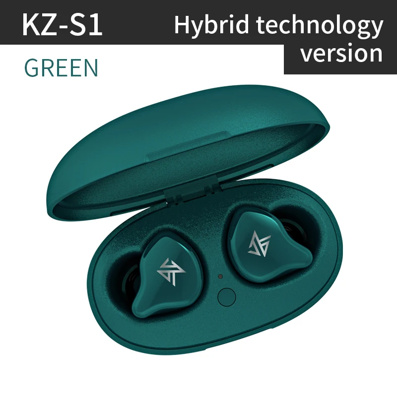 KZ S1/S1D TWS Беспроводные наушники с сенсорным управлением Bluetooth 5,0, динамические гибридные наушники, гарнитура с шумоподавлением, спортивные наушники - Цвет: GreenS1Hybird