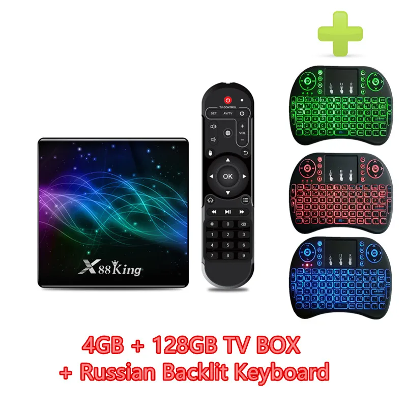 HAAYOT X88 King Смарт Android 9,0 ТВ коробка S922X гекса-core 64bit Cortex 4 Гб 128 IPTV Set-top Box ТВ игры Коробки 4 к HD медиа плеер - Цвет: C 4G 128G RU Backlit