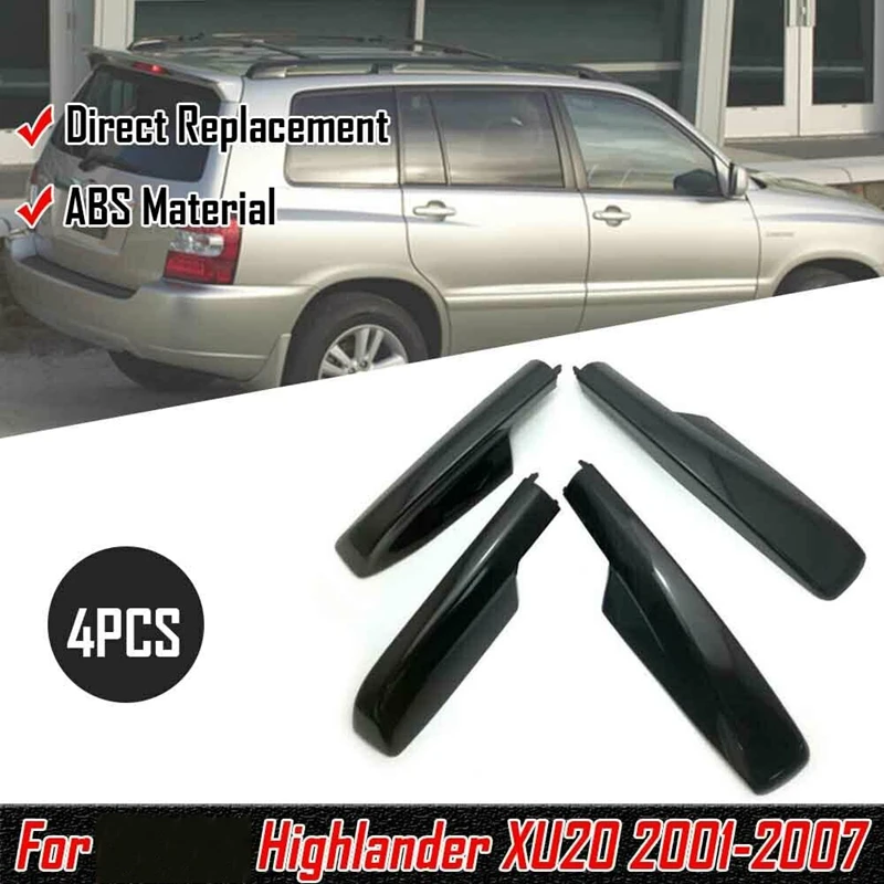 4pcs Black Roof Rack Cover Rail End Shell For Toyota Highlander Xu20