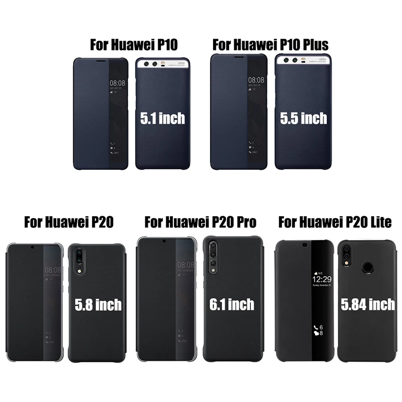 Original Smart View Window Flip Case Cover for Huawei P40 P30 P20 P10 Plus Mate 9 10 20 30 Pro Lite Honor 8X 10 10i Leather Case pu case for huawei