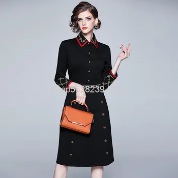 

2020 Season Heavy Industry Embroidery Doll Collar Waist Long Sleeve Dress