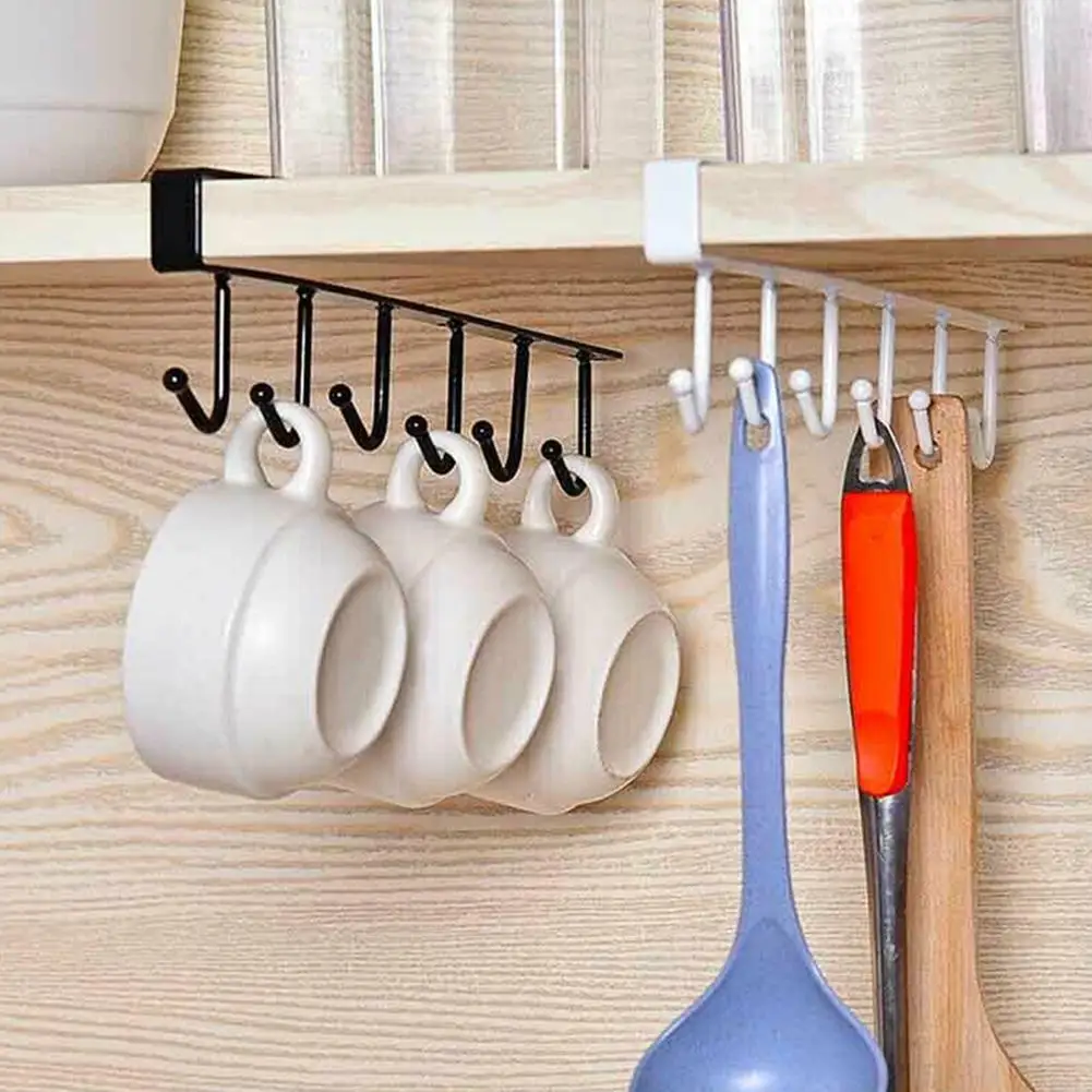 6 крючков на стенку кухонного шкафа Подвесная подставка для чашек полка хранения Организатор