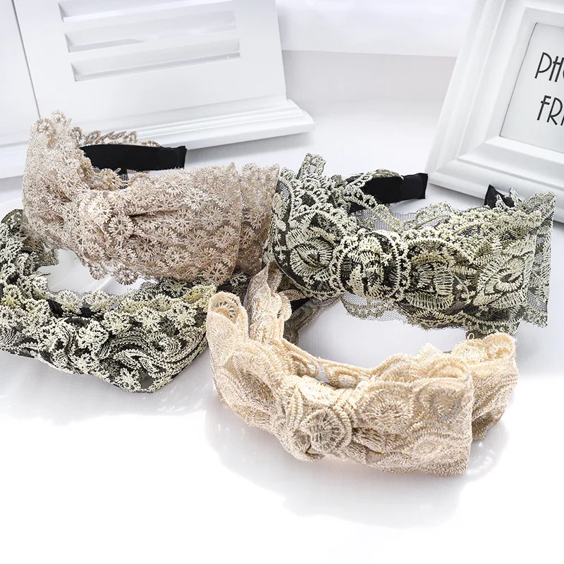 

Korea Lace Flower Crown Head Band Hair Accessories lovely Embroidery Headband for Grils Hair Band Hair Bow Princess 4