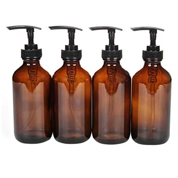 

4pcs 250ml Glass Empty Bottle Lotion Bottle Emulsion Bottle Wash Shampoo Shower Gel Pump Bottle Portable Travel Bottle for Home