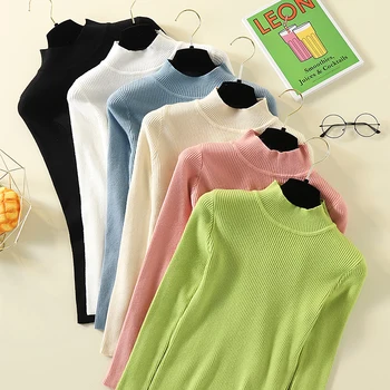 

Blusas femininas elegant sweaters fashion 2019 women sweater and Pullovers Solid Full Turtleneck knit sweater women tops 0091