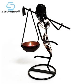 

Strongwell Chinese Farm Girl Candlestick Romantic Character Sculpture Iron Man Metal Candle Holder Home Decoration Birthday Gift