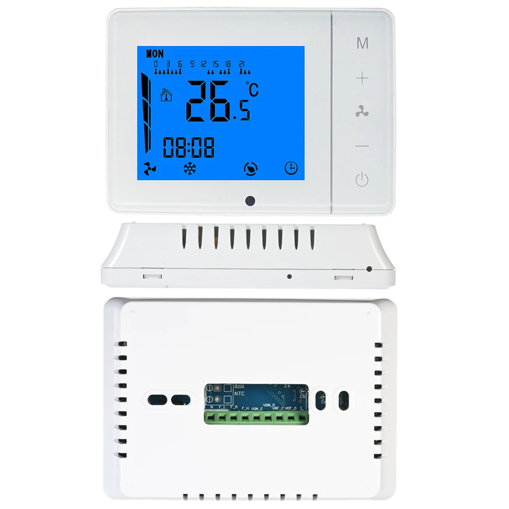 Air Conditioner 2-pipe 4-pipe Thermostat with LCD Display Touch Screen Programmable Room Temperature Controller 2 Color Optional