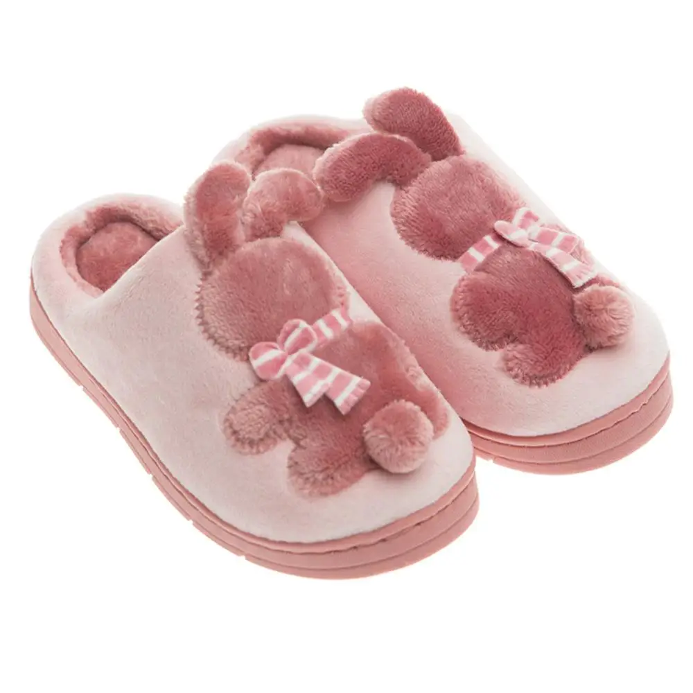 Коричневый Toddler Infant Kids Cute Cartoon Rabbit Warm Non-slip Floor Home Slippers Shoes - Цвет: Коричневый