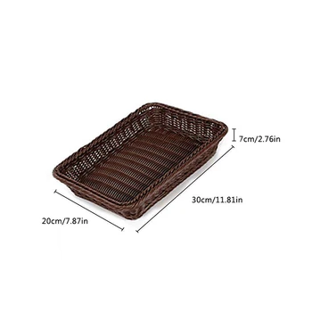 

Bamboo Handmade Wicker Tray Woven Storage Basket Bread Fruit Vegetables Kitchen Storage Dish Organizer