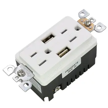 

15A 125V Dual USB Charge 3 Wire Tamper Resistant Duplex Receptacle Self-grounding Wall Outlet