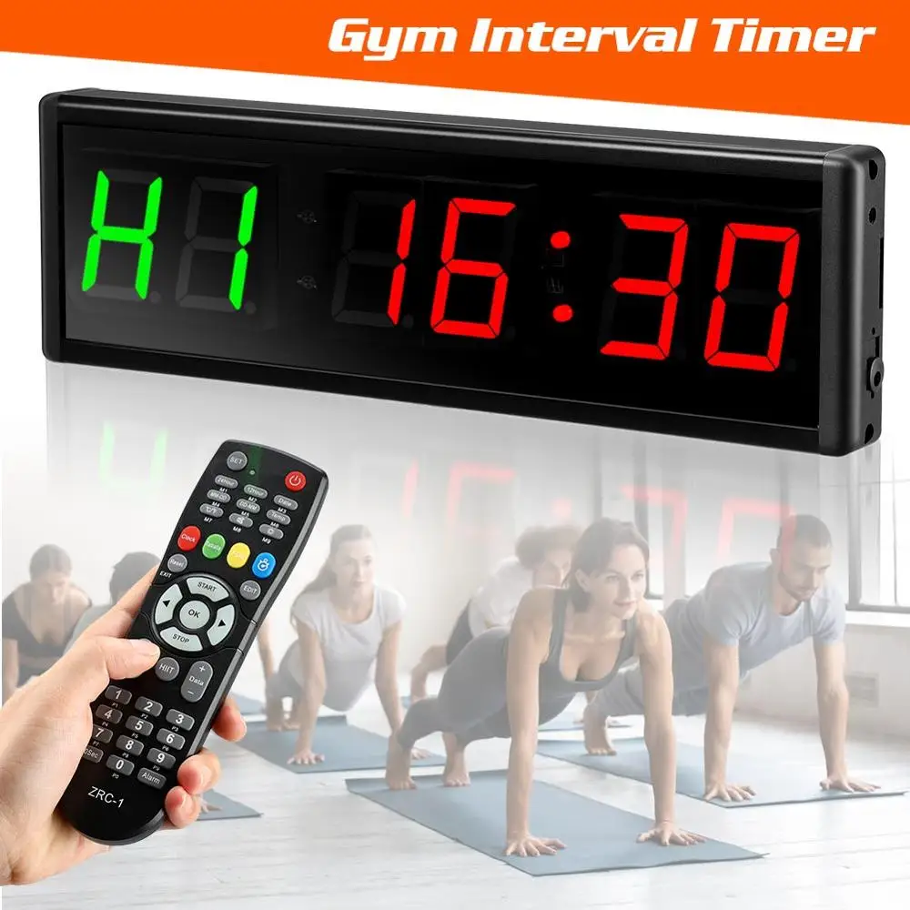 

Interval Timer Count Down/Up Clock 1.5" 6 Digits LED Gym Timer Stopwatch with Remote for Home Gym Fitness Workouts